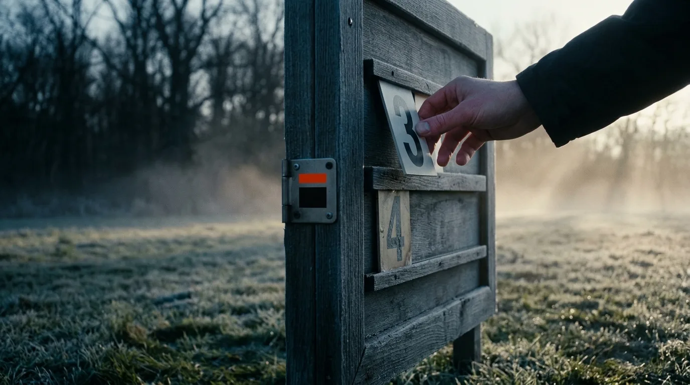 A hand places a fresh numbered tile into a frost-covered wooden leaderboard at dawn, the same kind of live rank every search for million dollar homepage alternatives is really comparing.