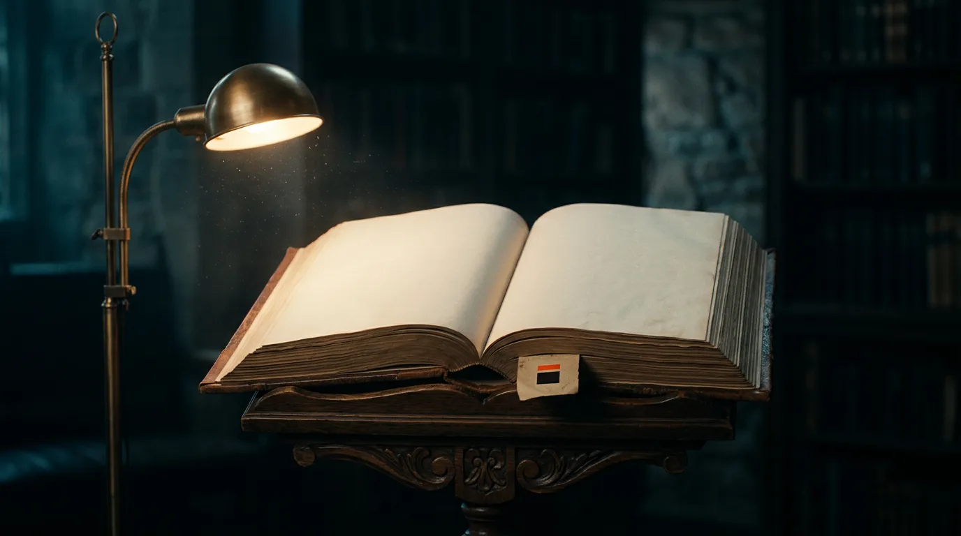 A heavy ledger open on a stand under lamplight, the kind of record a founder checks before trusting any Uneed alternatives' own traffic claim.