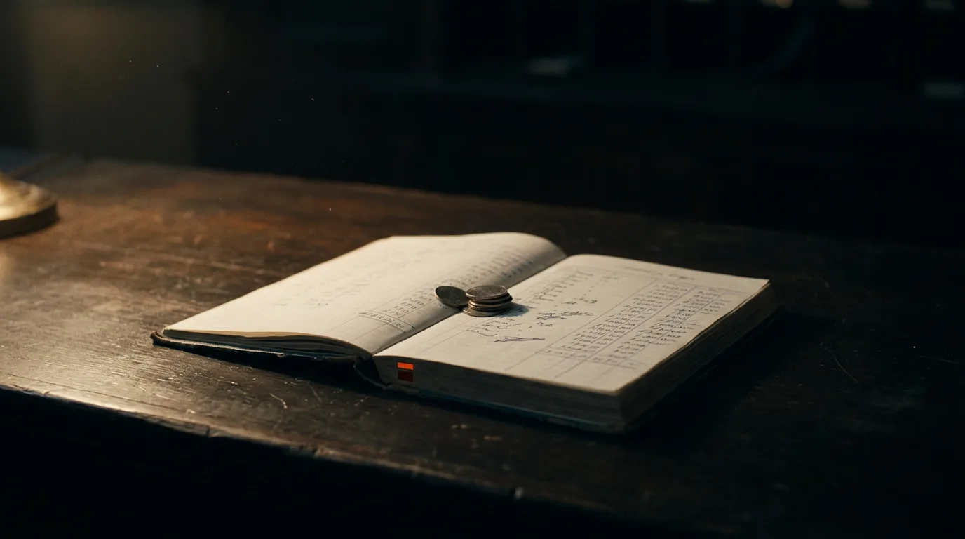 An open ledger of handwritten figures under a desk lamp, the arithmetic behind how to build an email list.